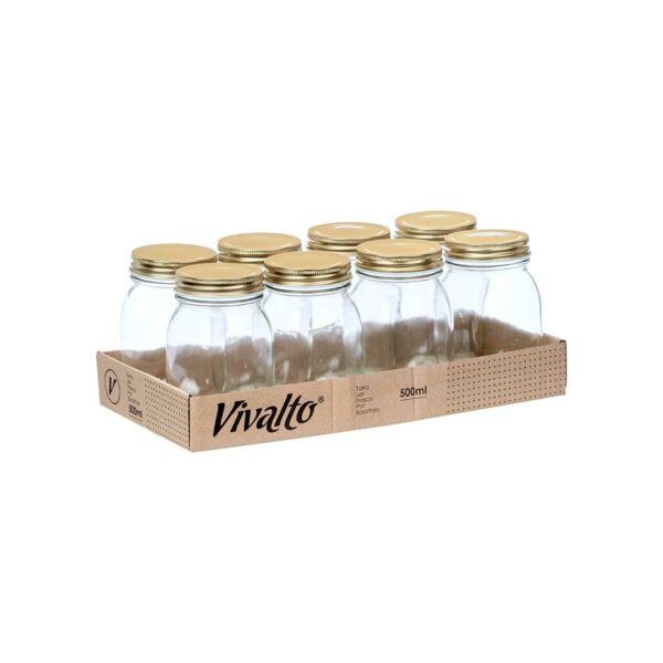 Vaso Vivalto Trasparente Dorato 500 ml (8 Unità)