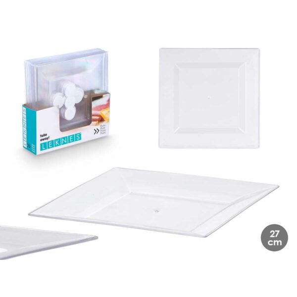 Set di piatti Leknes Trasparente polistirene Plastica 27,3 x 2,3 x 27,3 cm (24 Unità)