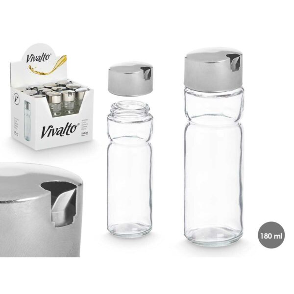 Oliera Vivalto Trasparente Argentato Metallo Cristallo Plastica 180 ml 4,6 x 15,7 x 4,6 cm (12 Unità)
