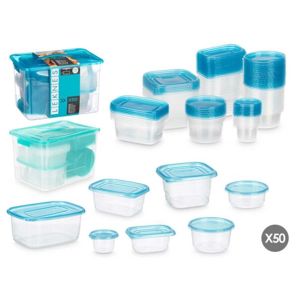 Set di scatole porta pranzo Leknes Azzurro Verde polipropilene 50 Pezzi (4 Unità)