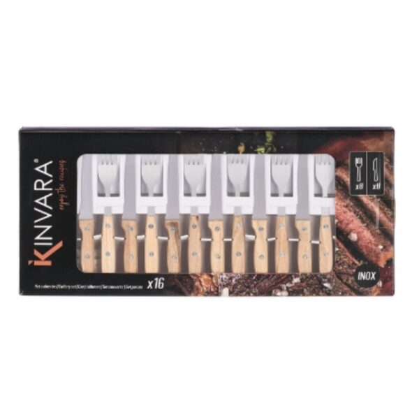 Posate Kinvara Marrone Argentato Legno Metallo 16 Pezzi (6 Unità)
