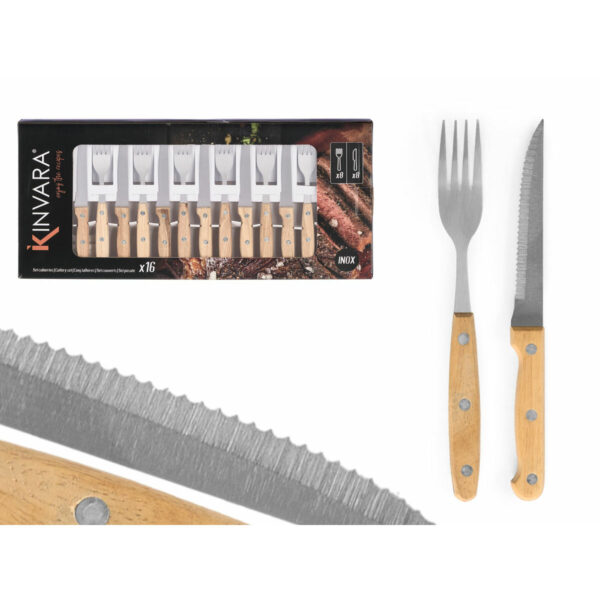 Posate Kinvara Marrone Argentato Legno Metallo 16 Pezzi (6 Unità)