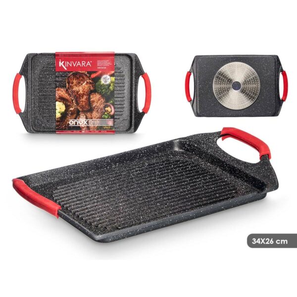 Griglia Kinvara Bianco Nero Rosso Silicone Alluminio 34 x 26 cm