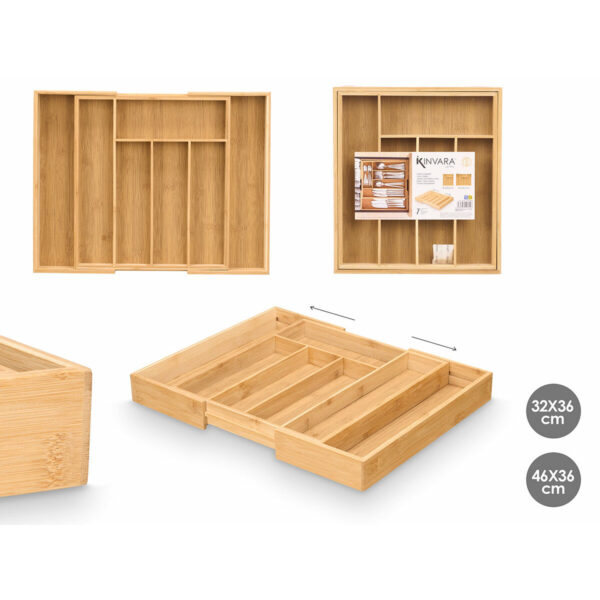 Vassoio Portaposate Kinvara Naturale Bambù 47,5 x 5 x 36 cm Pieghevole (6 Unità)