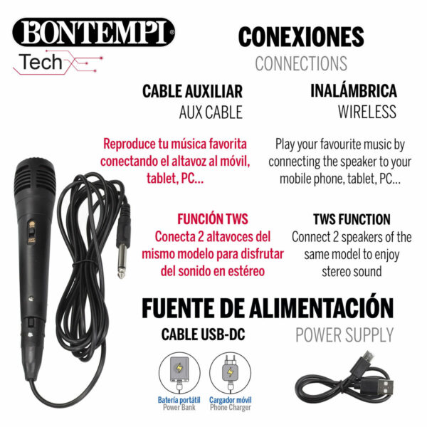Altoparlante con Microfono Karaoke Bontempi 4 Unità