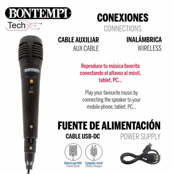 Altoparlante con Microfono Karaoke Bontempi Plastica 16 x 38 x 16 cm (2 Unità)