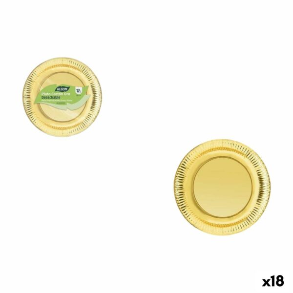 Set di piatti Algon Dorato 18 cm 12 Pezzi (18 Unità)