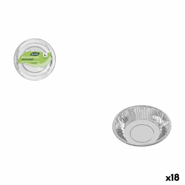 Set di piatti Algon Argentato 450 ml 6 Pezzi (18 Unità)