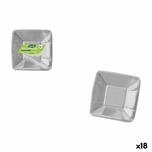 Set di piatti Algon Argentato 18 cm 12 Pezzi (18 Unità)
