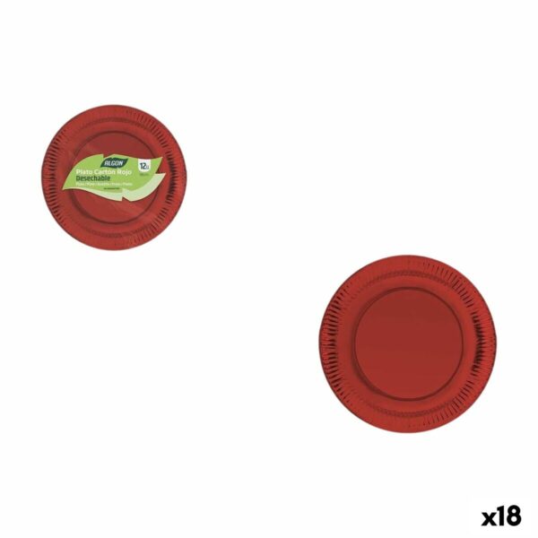 Set di piatti Algon Rosso 18 cm 12 Pezzi (18 Unità)