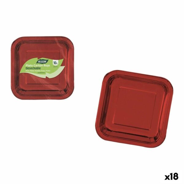 Set di piatti Algon Rosso 23 cm 10 Pezzi (18 Unità)