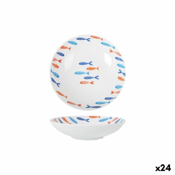 Piatto Fondo La Mediterránea Pesci 21 x 5,3 cm (24 Unità)