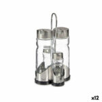 Set per Condire Anna Trasparente Argentato 10 x 10 x 21 cm (12 Unità)