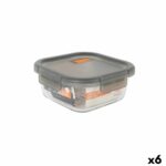 Porta pranzo Ermetico MasterChef Grigio Trasparente Quadrato 800 ml (6 Unità)
