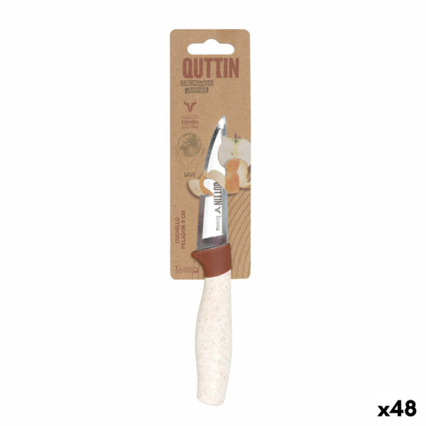 Coltello Spelucchino Quttin Terra Marrone Argentato Acciaio inossidabile 9 cm (48 Unità)