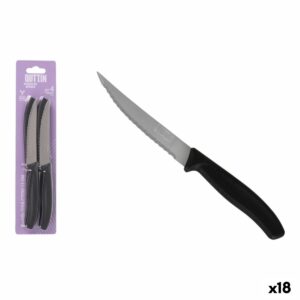 Set di Coltelli per Carne Quttin Nero Argentato Acciaio inossidabile 11 cm 4 Pezzi (18 Unità)