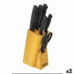 Set di Coltelli da Cucina con Supporto Quttin Nero Nero 7 Pezzi (2 Unità)