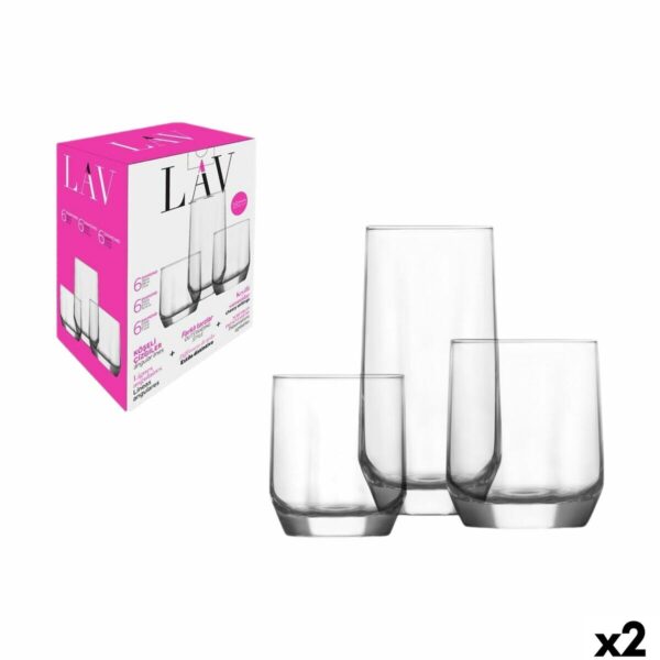 Set di Bicchieri LAV Diamond 310 ml 385 ml 215 ml 18 Pezzi (2 Unità)