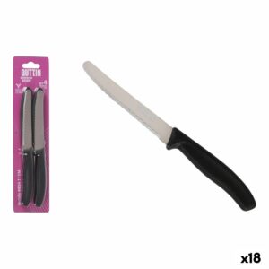 Set di Coltelli Quttin Nero Argentato Acciaio inossidabile 11 cm 4 Pezzi (18 Unità)