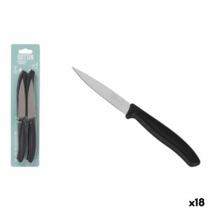 Set di Coltelli per Pelare Quttin Basic Nero Argentato Acciaio inossidabile 9 cm 4 Pezzi (18 Unità)