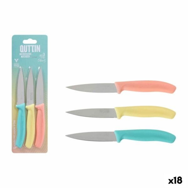 Set di Coltelli per Pelare Quttin Basic Multicolore Acciaio inossidabile 9 cm 3 Pezzi (18 Unità)