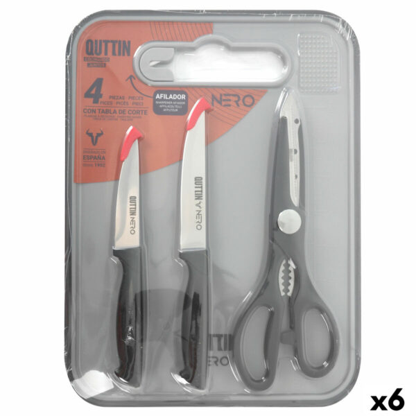 Set di Coltelli Quttin Nero 4 Pezzi (6 Unità)