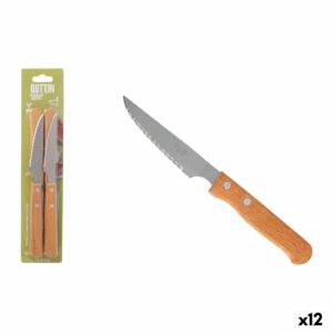 Set di Coltelli per Carne Inde NATURA Marrone Argentato 10,5 cm 4 Pezzi (12 Unità)