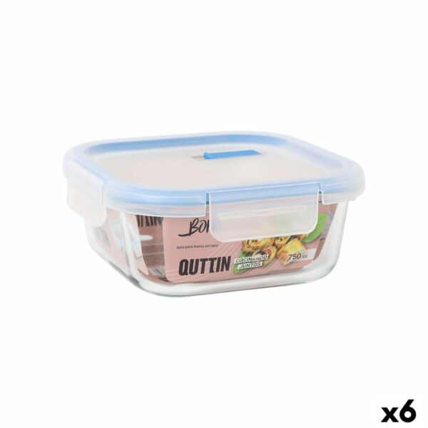 Porta pranzo Ermetico Quttin Boho Trasparente 750 ml (6 Unità)