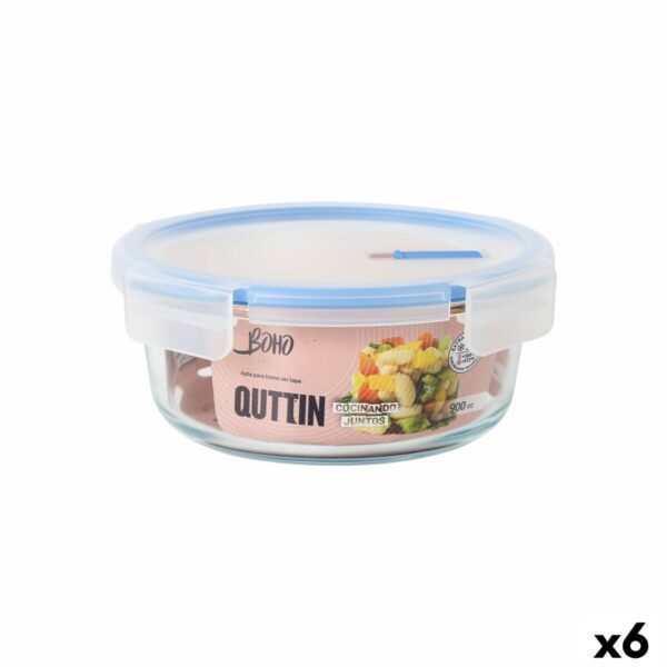 Porta pranzo Ermetico Quttin Boho Trasparente 0,9 l (6 Unità)