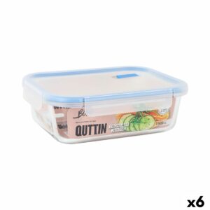 Porta pranzo Ermetico Quttin Boho Trasparente Rettangolare 1,5 L (6 Unità)