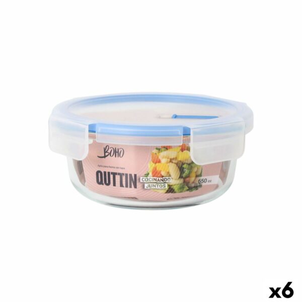 Porta pranzo Ermetico Quttin Boho Trasparente 650 ml (6 Unità)