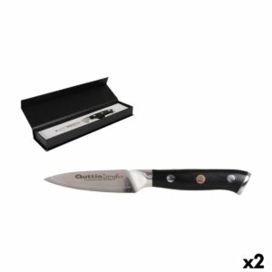 Coltello Spelucchino Quttin Damaskus Nero Argentato Acciaio inossidabile 9 cm (2 Unità)
