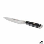 Coltello da Cucina Quttin DAMASKUS Nero Argentato 15 cm (2 Unità)