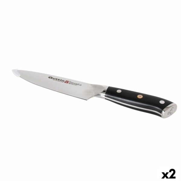 Coltello da Cucina Quttin DAMASKUS Nero Argentato 15 cm (2 Unità)
