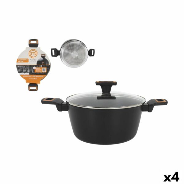 Casseruola con coperchio MasterChef 24 cm 2,5 mm (4 Unità)