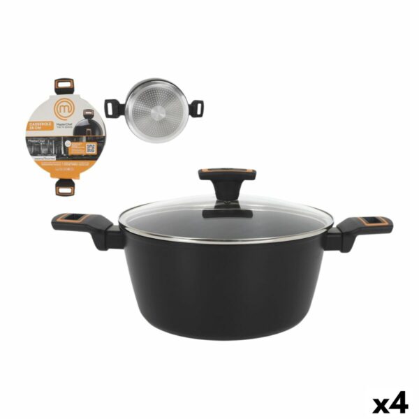 Casseruola con coperchio MasterChef 28 cm 2,5 mm (4 Unità)