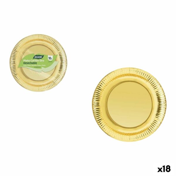 Set di piatti Algon Dorato 23 cm 10 Pezzi (18 Unità)