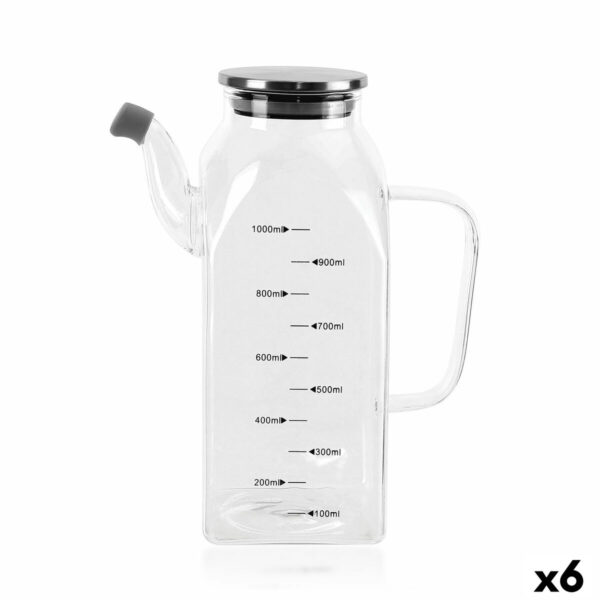 Oliera La Mediterránea Trasparente Argentato Metallo Vetro Borosilicato 1 L (6 Unità)