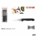 Set di Coltelli per Pelare Cuyfor Nero Argentato Acciaio inossidabile 7,5 cm 6 Pezzi (24 Unità)