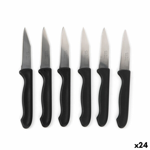 Set di Coltelli per Pelare Cuyfor Nero Argentato Acciaio inossidabile 7,5 cm 6 Pezzi (24 Unità)