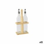 Set per Condire Quttin Marrone Trasparente Vetro Bambù 0,5 L 2 Pezzi (12 Unità)