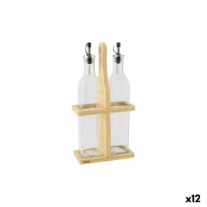 Set per Condire Quttin Marrone Trasparente Vetro Bambù 0,5 L 2 Pezzi (12 Unità)