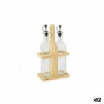 Set per Condire Quttin Marrone Trasparente Vetro Bambù 250 ml 2 Pezzi (12 Unità)