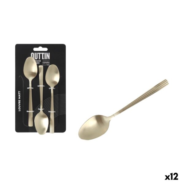 Set di cucchiai da dessert Inde Louvre Matt 1,5 mm 14,8 x 3,2 cm 3 Pezzi (12 Unità)