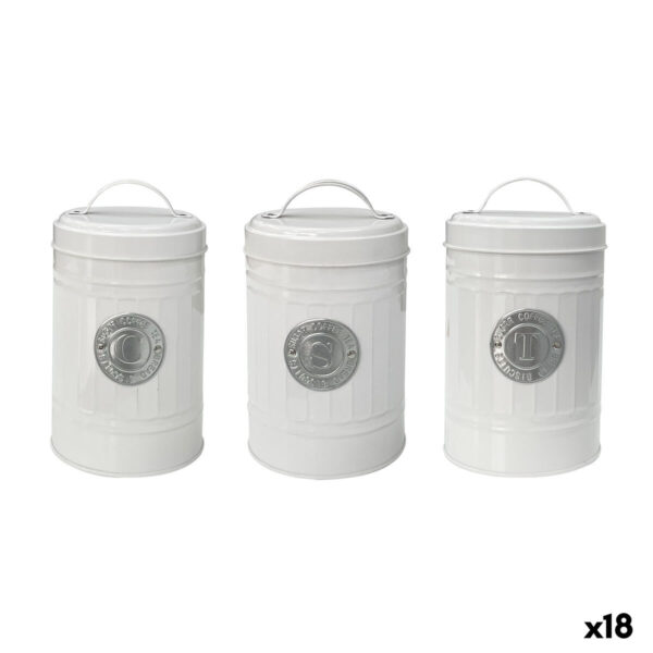 Barattolo Quttin Bianco Argentato Metallo (18 Unità)