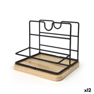 Secchio organizzatore My Bar Marrone Nero Legno Metallo 15 x 13 x 14 cm (12 Unità)