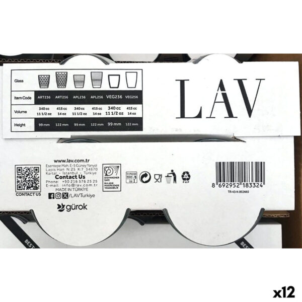 Set di Bicchieri LAV VEGA Trasparente Vetro 340 ml 4 Pezzi (12 Unità)