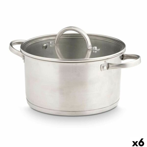 Casseruola con coperchio in vetro Kinvara Argentato 3,8 L 29 x 12 x 22 cm 29 x 16 x 22 cm Induzione (6 Unità)