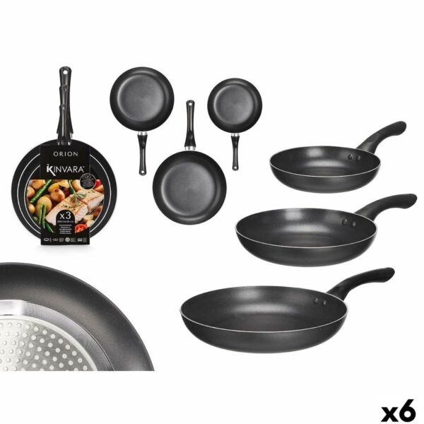 Set di padelle Kinvara Nero Alluminio Bachelite 20 x 4 cm 28 x 5 cm 24 x 4,5 cm 28,5 x 46 x 14,5 cm (6 Unità)