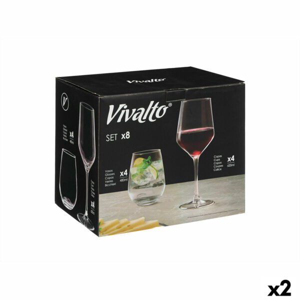 Set Bicchiere e Calice Vivalto (8 Pezzi) (2 Unità)